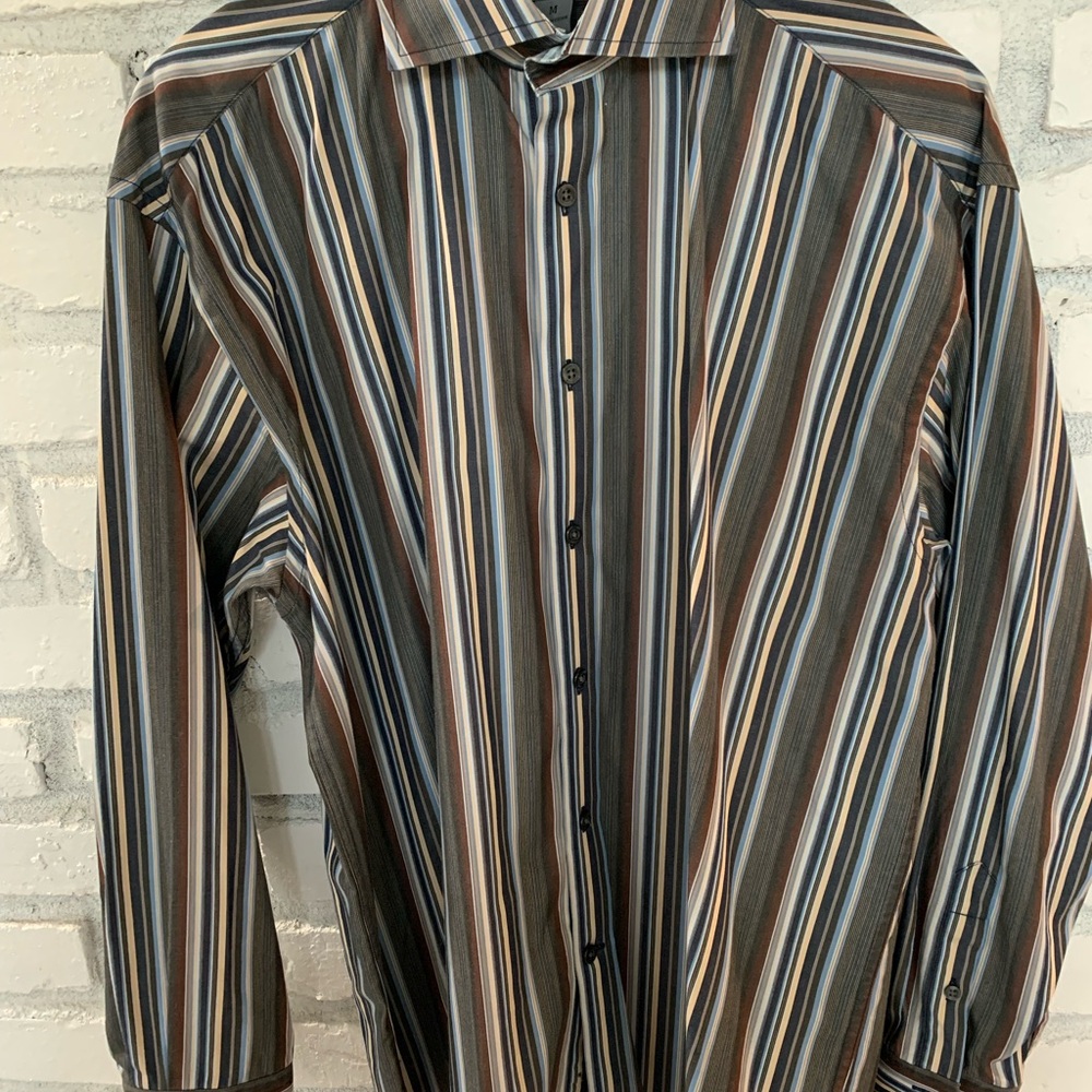 Johnston & Murphy Men's Multicolor Striped Button Down Shirt